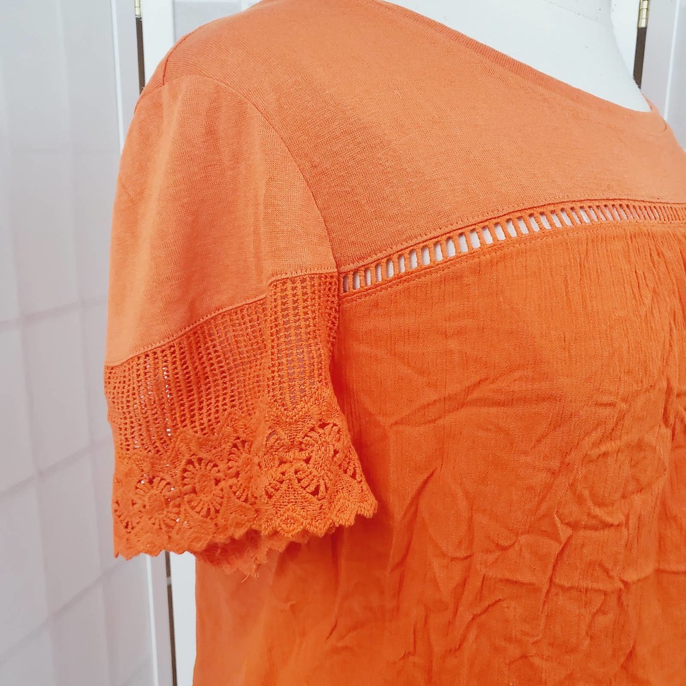 New York & Company Orange Top Shirt Size: Large - Picture 6 of 8